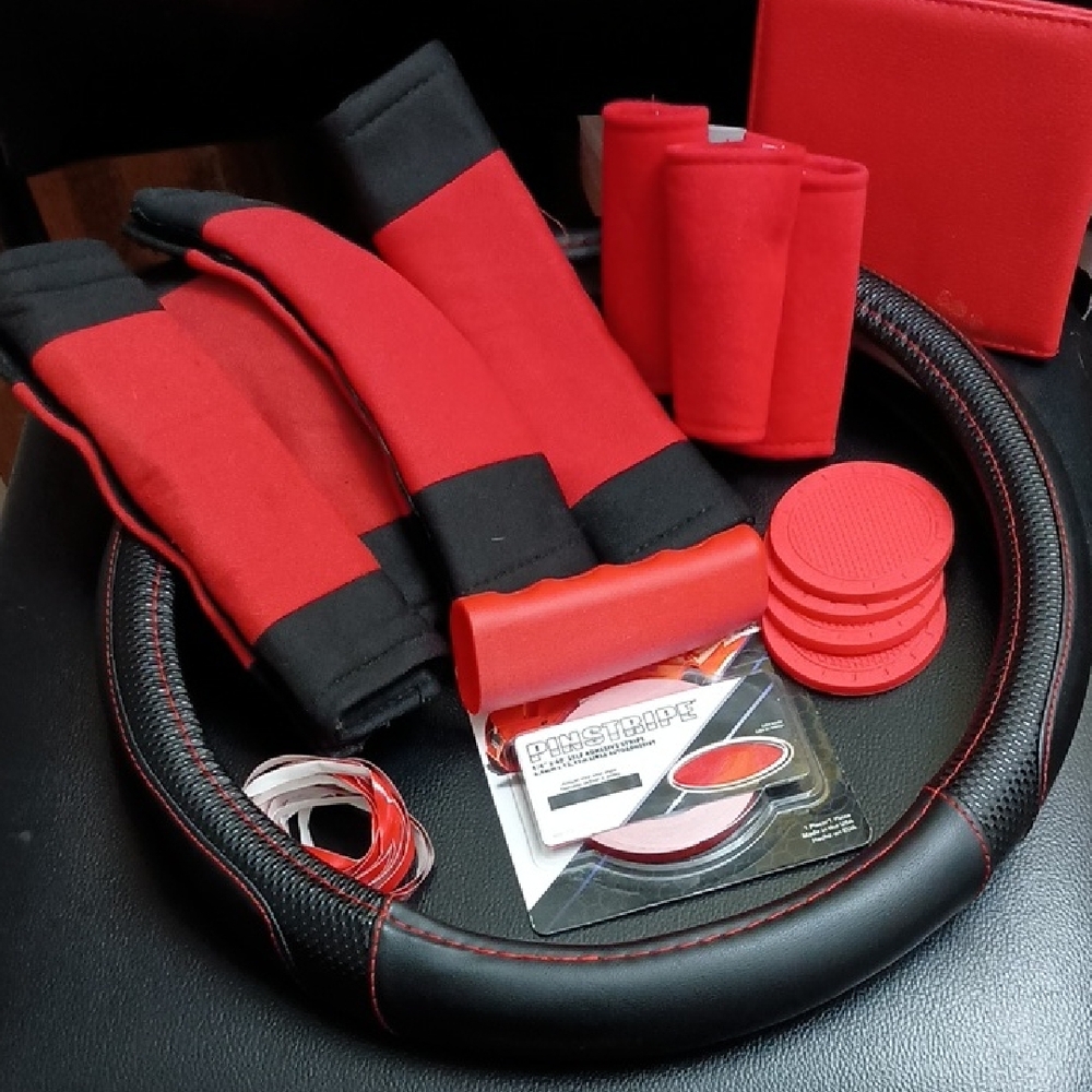 Red and Black Car Accessory Set